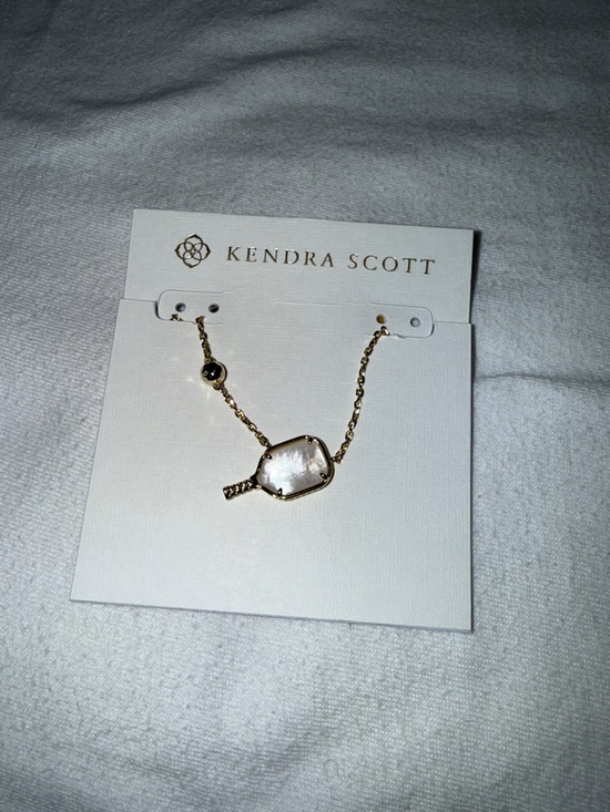 Kendra Scott Jewelry - Kendra Scott Gold Pickleball Necklace with Iridescent White Stone